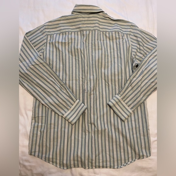 Eddie Bauer Classic Fit green stripe long sleeve button up shirt size Tall L - Picture 6 of 7